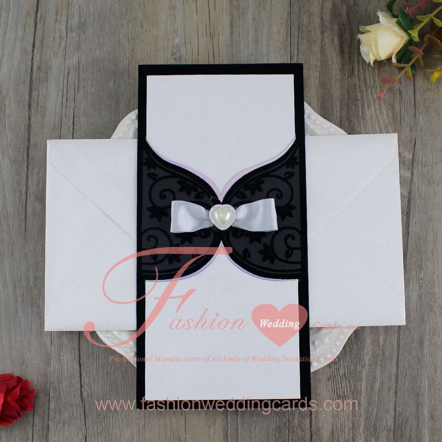 Handmade Flocked Wedding Invitation Cards Designs